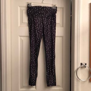 Black and white polka dot workout pants